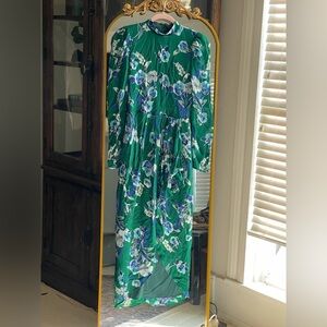 YUMI KIM Floral Green Long Sleeve Chiffon Beverly Dress